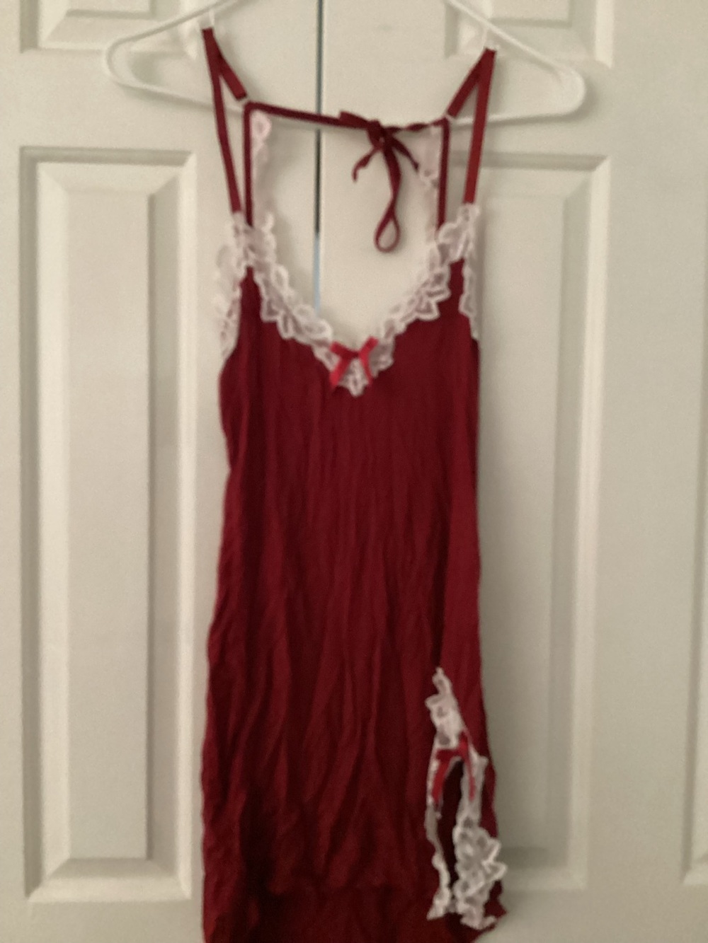 Avidlove Red with White Lace Trim nightgown